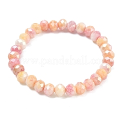 AB カラー ファセット ロンデル ガラス ビーズ ストレッチ ブレスレット (女性用)  淡いバイオレットレッド  内径：2-1/8インチ（5.5cm）  ビーズ：7~7.5mm&nbsp;BJEW-PH01820-04