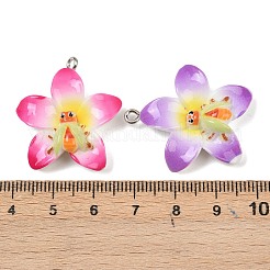 樹脂チャーム  昆虫と花  鉄パーツ  ミックスカラー  30x27.5x8.5mm  穴：2mm&nbsp;RESI-I347-04P-01