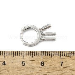 長方形 925スターリングシルバー マイクロパヴェ クリアキュービックジルコニア フープピアス（女性用）  プラチナ  19x12x2mm&nbsp;EJEW-K307-02P