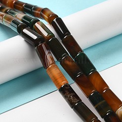 天然石瑪瑙ビーズ連売り  染め＆加熱  コラム  チョコレート  8~8.5x14.5~16mm  穴：1.6mm  約12個/連  7.20~7.48''（18.3~19センチメートル）&nbsp;G-H295-E01-11