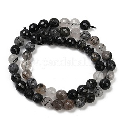 天然石ブラックルチルクォーツビーズ連売り  ラウンド  7~8mm  穴：1mm  約60個/連  14.96インチ（38cm）&nbsp;G-R447-8mm-03-01