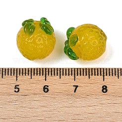 手作りランプワークビーズ  柿  きいろ  14x13mm  穴：1.2mm&nbsp;LAMP-S070-02A