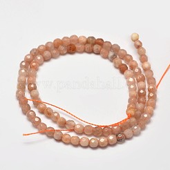 多面カット丸い天然サンストーンビーズ連売り  4mm  穴：1mm  約94個/連  15.4インチ&nbsp;G-I176-10-4mm