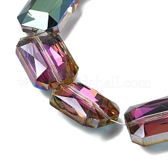 電気メッキガラスビーズ  黒メッキ  多面カット四角形  暗い蘭  18x13x6mm  穴：1mm&nbsp;EGLA-H002-A-10