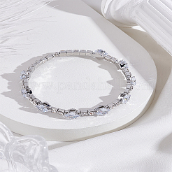 女性用合金パヴェキュービックジルコニアオープンカフバングル1個  菱形  内径：2インチ（5.2cm）&nbsp;BJEW-LP0003-42A