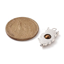 天然石ミックスストーンペンダント  フクロウチャーム  アンティークシルバートーン合金パーツ  23x11.5x4.5mm  穴：1.7mm&nbsp;PALLOY-JF01714-01