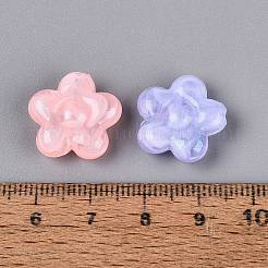 光沢のあるツートンカラーの透明アクリルビーズ  花  暗闇で光る  グリッターパウダー付き  ミックスカラー  16.5x17.5x6mm  穴：2mm  約560個/500g&nbsp;OACR-Q199-45