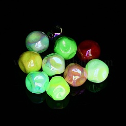 UVメッキ不透明アクリルビーズ  虹色の  蓄光ビーズ  暗闇で光る  イチジク  ミックスカラー  14.5mm  穴：2mm&nbsp;X1-OACR-Z013-01