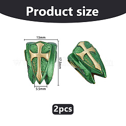 真鍮製ヨーロピアンビーズ2個  クロス  大穴ビーズ  ゴールドカラー  17.5x13mm  穴：5.3x5.5mm&nbsp;KK-DC0005-18G