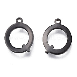 304ステンレススチールチャーム  レーザー切断  アルファベット  電気泳動黒  文字.q  12.5x9.5x0.8mm  穴：1mm&nbsp;LS-STAS-H112-Q-EB