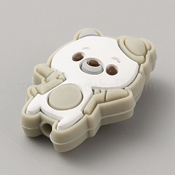 クマの食品グレードの環境に優しいシリコーン焦点ビーズ  ダークカーキ  26.5x18x8.5mm  穴：2.5mm&nbsp;SIL-SZC0008-04B