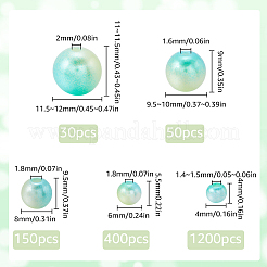 1830 個 5 スタイル ABS プラスチック模造パールビーズ  グラデーションマーメイドパールビーズ  ラウンド  グリーン  4~12x1.4~11.5mm  穴：2mm&nbsp;MACR-SP0001-03C