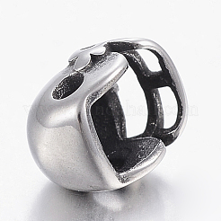304ステンレススチールビーズ  サッカーヘルメット  アンティークシルバー  10x8x7mm  穴：2mm&nbsp;STAS-F150-093AS