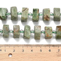 天然石グリーンオパールビーズ連売り  ナゲット  多面カット  プラスチック製のビーズと  14~16x14~16x7~9mm  穴：1.4~1.8mm  約28~31個/連  15.04~15.24インチ（38.2~38.7cm）&nbsp;G-L642-H03-01