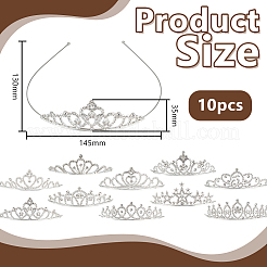 10個 10スタイル 合金ラインストーンヘアバンド  クラウン  銀  145~150x123~132x30~38mm  1個/スタイル&nbsp;OHAR-DR0001-06