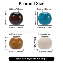天然木ビーズ80色4個  ラウンド  ミックスカラー  19~20x15~20mm  穴：4.5~10mm  2個/カラー&nbsp;WOOD-PA0001-24