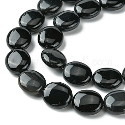 天然ブラックオニキス(染色&加熱)ビーズ連売り  フラットオーバル  15~16x13.5~14x6~7mm  穴：1mm  約26個/連  15.79''（40.1センチメートル）&nbsp;G-K365-B12-03
