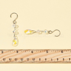 ティアドロップガラスのサンキャッチャー  304ステンレススチールフック留め具付き  ステンレス鋼色  61mm  20個/セット&nbsp;HJEW-FS00032