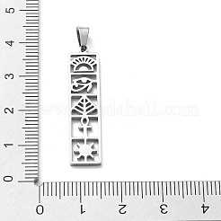 変色しない304ステンレススチールペンダント  長方形のチャーム  ステンレス鋼色  34x8x1.4mm  穴：5.5x3mm&nbsp;STAS-D036-14A-P