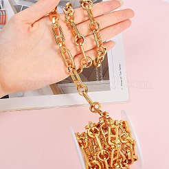 2mアロイリンクチェーン  スプールで  長持ちメッキ  鉛フリー＆カドミウムフリー  溶接されていない  ゴールドカラー  24x10.5x3mm  13.5x12.5x3.5mm&nbsp;LCHA-SZ0001-04