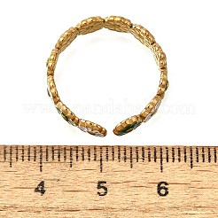 304ステンレススチールエナメルオープンカフリング  デイジーの花  18KGP本金メッキ  5mm  調整可能&nbsp;RJEW-M072-01G-02
