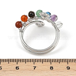 真鍮のチャクラ指輪  天然＆人工宝石付き  21mm  内径：21mm&nbsp;G-H316-02P