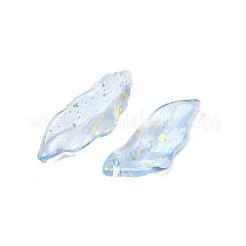 ガラスチャーム  葉  金粉付き  ライトスカイブルー  25x9.5x3mm  穴：1.4mm  約952個/1000g&nbsp;GLAA-C040-01B