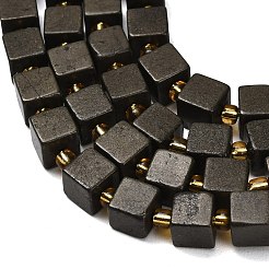 天然ゴールドパイライト/ゴールデンパイライトビーズ連売り  キューブ  シードビーズで  8~8.5x8~8.5x8~8.5mm  穴：1.2mm  約18個/連  7.80''（19.8センチメートル）&nbsp;G-F833-N01-01