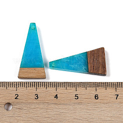 レジン＆ウッドパーツ  三角形のチャーム  ドジャーブルー  28.5x14x3.5mm  穴：1.6mm&nbsp;WOOD-F015-03D