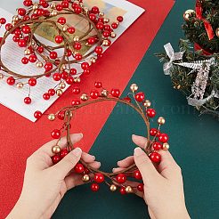 プラスチック人工ベリー キャンドル リング  クリスマスのセンターピース リース キャンドル ホルダー  バレンタインデー  勝者の結婚式  レッド  150x151x33mm  内径：93mm&nbsp;AJEW-WH0401-05