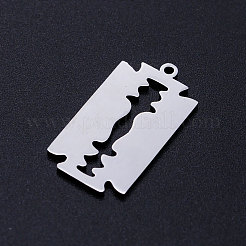 変色しにくい201ステンレススチールペンダント  刃の形  ステンレス鋼色  26x14x1mm  穴：1.5mm&nbsp;STAS-S105-JN384-1