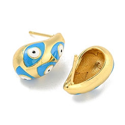 ラックメッキブラスフープピアス  エナメル  カドミウムフリー＆鉛フリー  長持ちメッキ  18KGP本金メッキ  ナザールボンジュウの涙  ミックスカラー  20x12mm&nbsp;EJEW-C102-50G