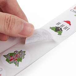 クリスマス ラウンド単語メリー クリスマス ロール ステッカー  粘着紙ギフトタグステッカー  パーティーのために  装飾的なプレゼント  クリスマステーマの模様  レッド  66x27mm  500PCS /ロール  8 スタイル/ロール&nbsp;DIY-G061-08D