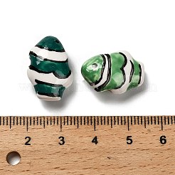 手作りの陶器ビーズ  縞模様の熱帯魚  ランダムな色  12.5~13.5x18.5~19.5x8~8.5mm  穴：2.5mm&nbsp;PORC-A028-01A