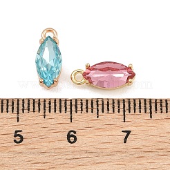 真鍮製ガラスチャーム  馬の目のチャーム  多面カット  ミックスカラー  12x5x5mm  穴：1.4mm&nbsp;GL-CBABDD8-02G