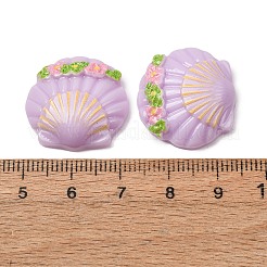オペーク樹脂カボション  花の付いた貝殻の形  ミックスカラー  21x22x7mm&nbsp;RE-CBAA327-08