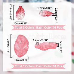 ツートン  グリッター金粉付き  葉  ミックスカラー  100mm  穴：10mm  17.5~29x10~17x2.9~5個/カラー&nbsp;EGLA-HY0001-01