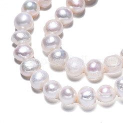 天然養殖淡水パールビーズ連売り  研磨両側  乳白色  7~8x7~8x4~6mm  穴：0.7mm  約53~54個/連  13.98インチ〜14.37インチ（35.5~36.5cm）&nbsp;PEAR-N014-07G