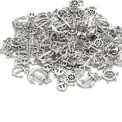 合金のチベット風チャーム  混合形状  アンティークシルバー  17~30x14~27x1.5~3.5mm  穴：2~3mm  約38~40個/100g&nbsp;TIBEP-M038-03AS