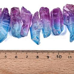 ツートンカラーのスプレー塗装を施した天然水晶のポイントビーズの連  ナゲット  多面カット  15~50x3~16x3~15mm  穴：0.5~1mm  約36~38個/連  14.96~17.13インチ（38~43.5cm）&nbsp;G-Q610-03G