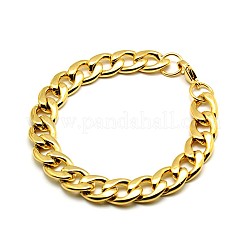 304ステンレススチールカーブチェーン/ツイストチェーンブレスレット  カニカン付き  ミックスカラー  8-5/8インチ（220mm）  12mm&nbsp;STAS-A028-B127