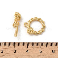 真鍮製マンテル  花  カドミウムフリー＆ニッケルフリー＆鉛フリー  18KGP本金メッキ  リング：17.5x16.5x4mm  穴：1.6ミリメートル;バー：22x8x8ミリメートル  穴：1.8mm&nbsp;KK-M270-20G