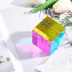 K9ガラスキューブrgb分散プリズムマルチカラーおもちゃ  ホームデスクトップ装飾用  カラフル  50x50x50mm&nbsp;DJEW-WH0015-31