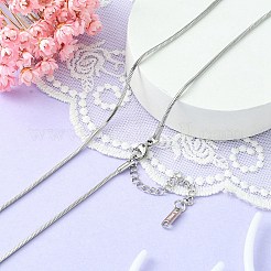 304ステンレススチール製スネークチェーンネックレス（男女兼用）  ステンレス鋼色  15.75インチ（40cm）&nbsp;NJEW-YW0001-10