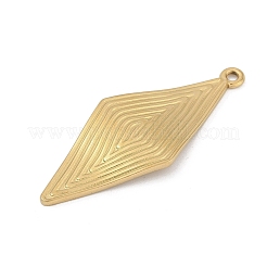 304ステンレスペンダント  ひし形チャーム  18KGP本金メッキ  49.5x20x2mm  穴：2mm&nbsp;STAS-D366-02B-G