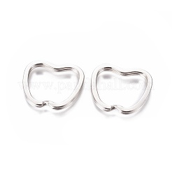 鉄のキーホルダー留め金のパーツ  スプリットキーリング  りんご  プラチナ  33x30x4mm&nbsp;IFIN-H043-N