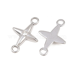 304ステンレススチールクリスタルラインストーンコネクタチャーム  スターリンク  ステンレス鋼色  20.5x13.5x2.5mm  穴：1.8mm&nbsp;STAS-P437-14B-P