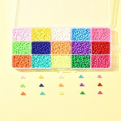 120g15色不透明アクリルビーズ  ラウンド  ミックスカラー  4x3.5mm  穴：1.6mm  8g /カラー  120グラム&nbsp;SACR-FS0001-28
