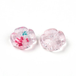 透明なアクリルビーズ  スモモの花  ツートン  ピンク  20x19.5x7mm  穴：1.6~1.8mm  約9個/20g&nbsp;X1-TACR-T028-40C