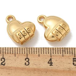 イオンプレーティング（IP）304ステンレスペンダント  ハートとチャーム520個  18KGP本金メッキ  15.5x12x6.5mm  穴：1.6mm&nbsp;STAS-Q334-06G
